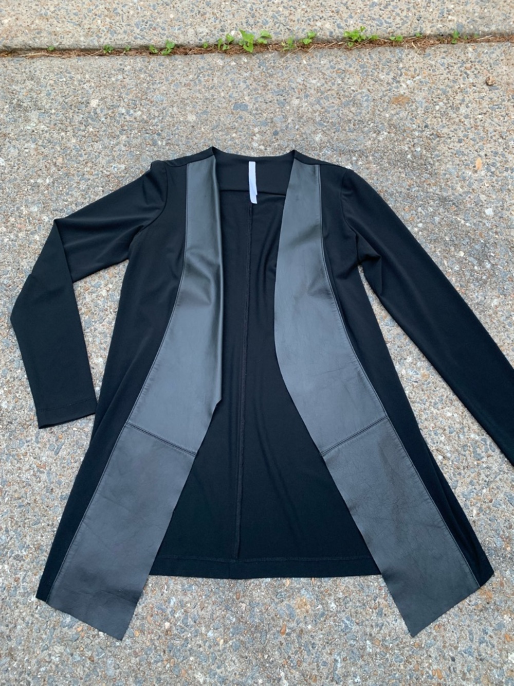 I by Iris Setlakwe Black Leather Front Cardigan